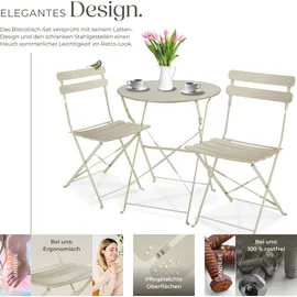 Tectake Bistrotisch-Set Frieda für 2 Personen beige