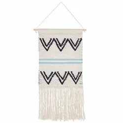 Wandbehang Makramee FAZILPUR 113 cm Baumwolle Blau