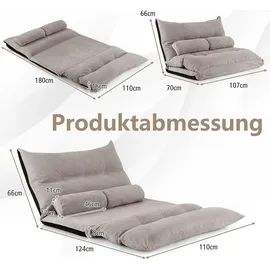 Costway Bodensofa 3 in 1 Polyester 0 x 0 x 0 cm Grau mit Kissen