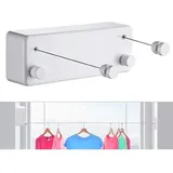 Ersandy - Ausziehbare Wäscheleine Für Drinnen Und Draußen – Robust, 2 X 4,2 M Edelstahl-wäscheleine, Wandmontage (bohrmaschine) – Weißes T