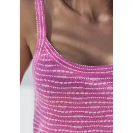 VIVANCE Stricktop mit Streifenstruktur Pink/Creme 40/42