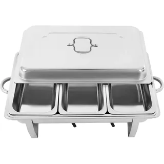 Warmhaltebehälter Essen, 9L Edelstahl 3-teilig Wärmebehälter für Speisen, Speisewärmer, Speisenwärmer, Chafing Dishes für Catering, Buffet und Party