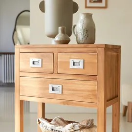 Tikamoon Konsole Kommode massivholz Highboard Teak Natur unbehandelt massiv NEU