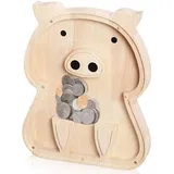 Spardose Kinder, Schweinchen-Sparschwein, abnehmbare Spardose für Kinder, personalisierte Kreative groß Sparschwein, Sparbüchse Münze als Geschenke für Jungen Mädchen Geburtstag (Braun)