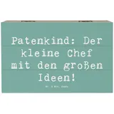 Mr. & Mrs. Panda Dekokiste 19 x 12 cm Spruch Patenkind Chef - Meeresbrise - Geschenk, große Idee (1 St), Hohe Stabilität. blau