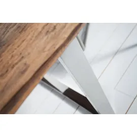 Riess-Ambiente Massiver Esstisch BARRACUDA Teak mit Stahl Kufenfüßen 240cm inkl. Glasplatte Esszimmertisch Konferenztisch