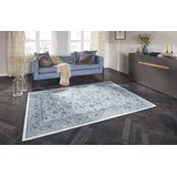 ELLE Decoration Keshan Maschad Orientalischer Teppich - Kurzflor Vintage-Look Orientalisch Orient Klassischer Orientteppich für Wohnzimmer Esszimmer Flur oder Schlafzimmer Saphirblau, 160x230cm
