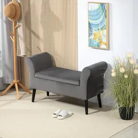 Homcom Sitzbank Polsterbank mit Stauraum Bettbank mit Armlehne für Flur Schlafzimmer samtartiges Polyester 111,5 x 41 x 65 cm Dunkelgrau Kunststoff, 41x65x111.5 Esszimmer, Bänke, Sitzbänke