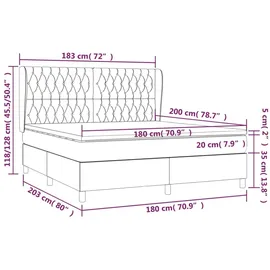 vidaXL Boxspringbett mit Matratze Dunkelbraun 180x200 cm Stoff