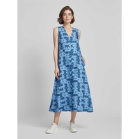 Leinenkleid mit grafischem Allover-Muster Modell 'URLO', Bleu, 36