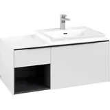 Villeroy & Boch Subway 3.0 Waschtischunterschrank C57101VF 100,1x42,25x51,6cm, ohne LED/Griff Volcano black, Pure White,