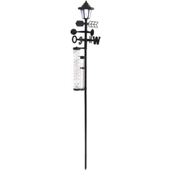 Solar Wetterstation 5in1 mit Solarlampe Garten Thermometer Wetter Station