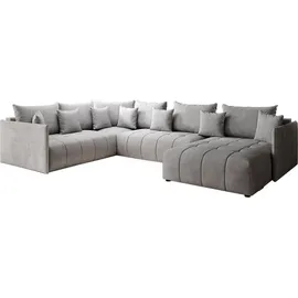 GRAINGOLD Ecksofa U- Ardi Bis - Ecksofa mit Schlaffunktion, Bettkasten - Wohnlandschaft, Wohnzimmer Sofa - Eckcouch Grau (Monolith 84) - Grau