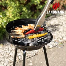 Landmann Holzkohle-Rundgrill Mobiler Holzkohlegrill für 2 bis 3 Personen Ø 27 cm Windschutz