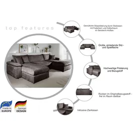 OTTO home Wohnlandschaft Polyester 2-Sitzer Schwarz