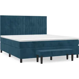 vidaXL Boxspringbett mit Matratze Dunkelblau 180x200 cm Samt