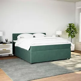 vidaXL Boxspringbett 180 x 200 cm Dunkelgrün