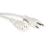 Value Netzkabel T12 auf C13, weiß, 1,8 m