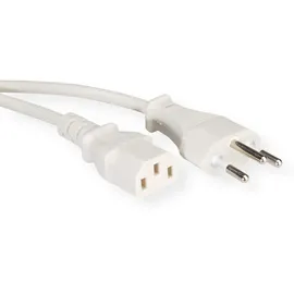 Value Netzkabel T12 auf C13, weiß, 1,8 m