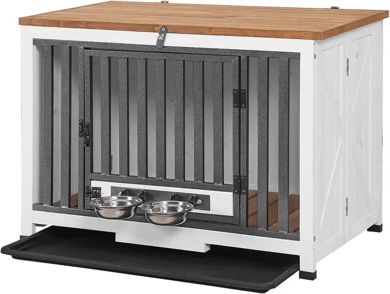 Aivituvin-AIR100 Holzhundezimmer mit Klappdesign | Stabiles Eisentor