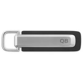 Audi Collection Audi 3182501600 Schlüsselanhänger Schlüsselring Keyring, mit Q8 Schriftzug und Audi Ringe Logo, silber/schwarz