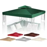 Flexzion Ersatzdach für Pavillon 3,0 m x 3,0 m – zweistufiges Oberdach, Austausch-Canopy mit UV30+, schmutz- und wasserabweisend für Außenbereich, Sonnenschutz, Garten, Terrasse, Pavillon (Grün)