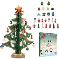 Adventskalender Kinder 2025, Holz Weihnachtsbaum mit Ornamenten Adventskalender