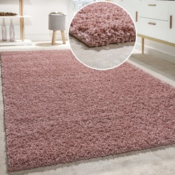 Teppich PACO HOME "Twister 500" Teppiche Gr. B/L: 140 cm x 200 cm, 44 mm, 1 St., pink Wohnzimmerteppiche Uni Hochflor Shaggy mit hoher Fadendichte