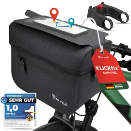 MIVELO Lenkertasche Fahrrad KLICKfix 100% wasserdicht - Fahrradtasche Lenker - abnehmbares Handyfach - Lenkertasche - Tasche Lenker - E-Bike tauglich (Grau)