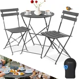 Kesser KESSER® Bistroset 3-teilig Bistrotisch mit 2 klappbaren Stühle Set Balkonset Balkonmöbel Klapp-Möbel Gartenset Sitzgarnitur Gartengarnitur Gartenmöbel Sitzgruppe Metall Bistro Gartentisch inkl. Abdeckung
