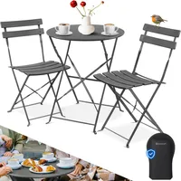 Kesser KESSER® Bistroset 3-teilig Bistrotisch mit 2 klappbaren Stühle Set Balkonset Balkonmöbel Klapp-Möbel Gartenset Sitzgarnitur Gartengarnitur Gartenmöbel Sitzgruppe Metall Bistro Gartentisch inkl. Abdeckung