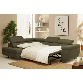 Fun Möbel Ecksofa Sofa mit Schlaffunktion METZ Stoff Poso Creme Ottomane Links