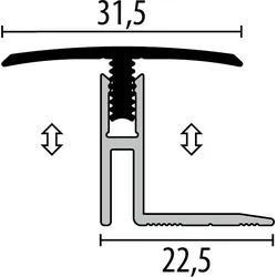 Parkettfreund Uno-Click-Stark Parkett-Übergangsprofil PF 564 F4 silber 1000x31,5 mm - 17 - 22 mm Aluminium eloxiert mit glatter Oberfläche