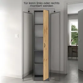home collective Mehrzweckschrank, Anthrazit, Eiche, Holz 35x180x40 cm, Waschküche, Mehrzweckschränke