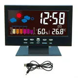 Lioaeust Multifunktionaler digitaler LED-Wecker, digitaler LED-Wecker mit Wetteranzeige, Hygrometer, Thermometer, Kalender