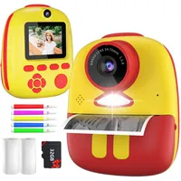Kinderkamera Sofortbildkamera, Digitalkamera für Kinder mit Druckpapier & 32G TF Karte, Selfie-Kamera für Kleinkinder VideoKamera mit farbigen Stiften & Aufkleber, Geschenk für Kinder 3-14 Jahren