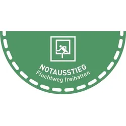 Fußbodenaufkleber Notausstieg..., Folie, rutschhemmend, 900x450 mm