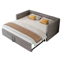 2-in-1 Tagesbett Schlafsofa - Ausziehbares Sofa mit Lattenrost - Samtbezug, 90/180x200 cm - Ohne Matratze - Hellgrau