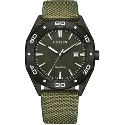 Solaruhr CITIZEN, olivgrün, Armbanduhren, Herren, Armbanduhr, Herrenuhr, analog, Tag, Batterie-Entladungsanzeige