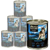 Dehner Wild Nature Hundefutter Gebirgssee, Nassfutter getreidefrei / zuckerfrei, für ausgewachsene Hunde, Lachs / Huhn, 6 x 800 g Dose (4.8 kg)