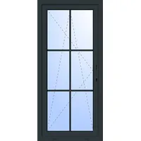 Balkontür "GEORG" 74 mm 3-fach Verglasung Kunststoff 6 Sprossenfelder (abschließbar) Anthrazit RAL 7016 beidseitig innen öffnend DIN rechts