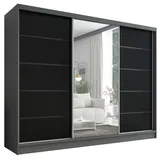 A&J MöbelLand Schiebetürenschrank AURELIA 2 200 x 0 x 0 cm Grau/Schwarz