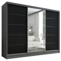 A&J MöbelLand Schiebetürenschrank AURELIA 2 200 x 0 x 0 cm Grau/Schwarz