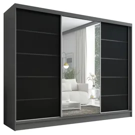 A&J MöbelLand Schiebetürenschrank AURELIA 2 200 x 0 x 0 cm Grau/Schwarz