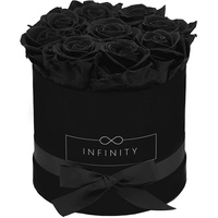 Infinity Flowerbox Medium - 9 echte Premiumrosen in Schwarz - 3 Jahre haltbar ohne gießen