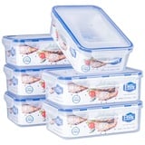 EASYLOCK 6PACK 1150ML Plastik Frischhaltedosen Set mit Deckel, Meal Prep Boxen, Aufbewahrungsbox Küche, Mikrowellengeschirr Lebensmittelbehälter, Rechteckig Gefrierdosen, Luftdicht Brotdosen