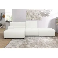 Ecksofa EGOITALIANO "Babouche, Designsofa mit außergewöhnlichem Sitzkomfort zum Wohlfühlen", weiß, B:287cm H:80cm T:98cm, Leder »BULL« (echtes Rindsleder). Geschliffenes, pigmentiertes und behandeltes Rindsleder mit einer Dicke von 1, 3-1, 5 mm. Dieses Leder zeigt eine ziemlich weiche Hand mit einem halb undurchsichtigen Aussehen. Es handelt sich um ein geschütztes Leder. Eine leichte Deckschicht schützt sie vor Flecken, ohne ihre ursprünglichen Eigenschaften zu verändern. Die geschützten Leder kombinieren