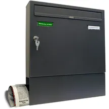 AL Briefkastensysteme Basic Wandbriefkasten DB 703 Eisenglimmer Grau inkl. Zeitungsfach