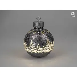 Formano Deko-Kugel Frosty grau 30cm mit LED Licht Timer Beleuchtete Glaskugel - Grau