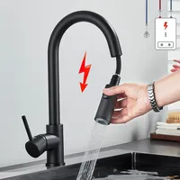 Schwarz Küchenarmatur Niederdruck mit Brause 360° Spültischarmatur Wasserhahn